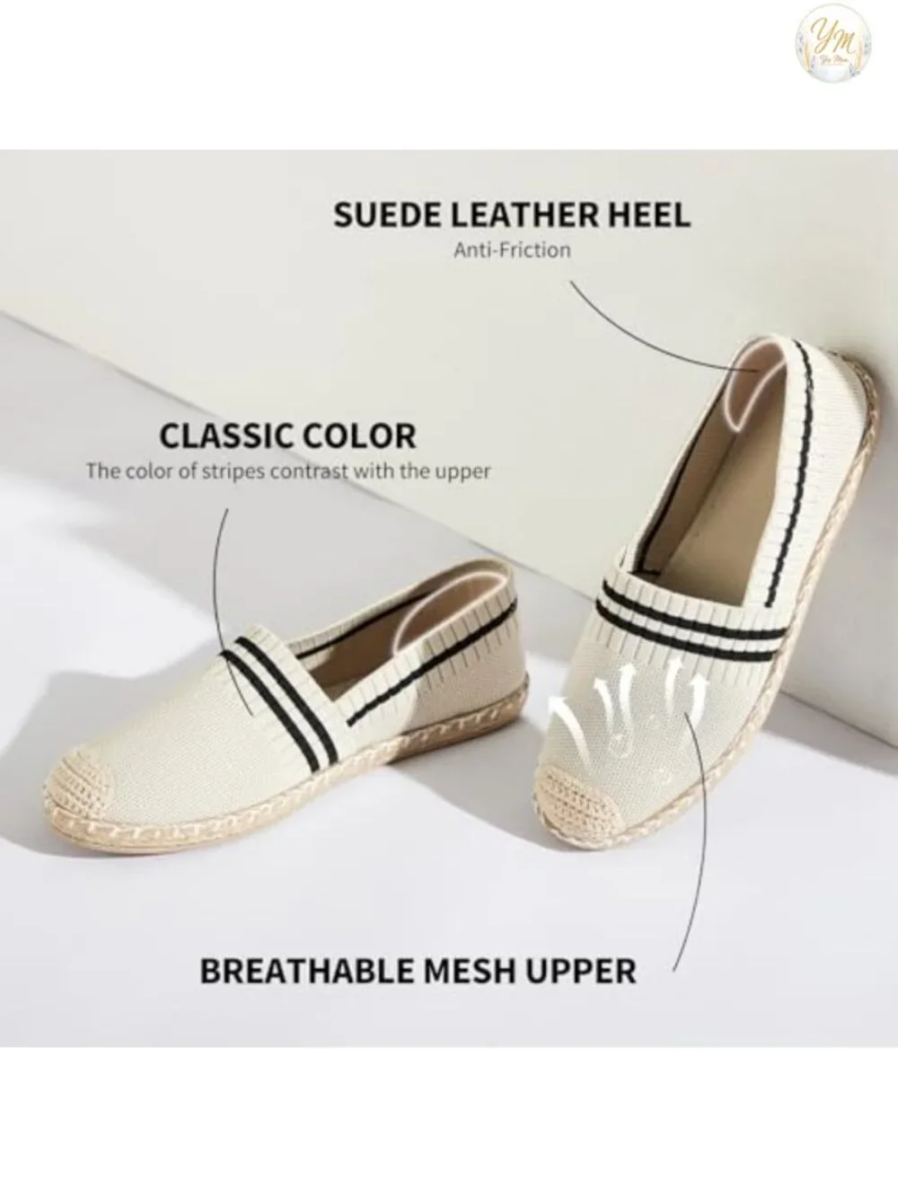 Womens Slip-On Mesh Loafers Espadrilles Flats Breathable Elastic Comfort